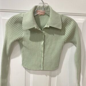 Urban Outfitters Sage Ribbed Button-Down Shirt